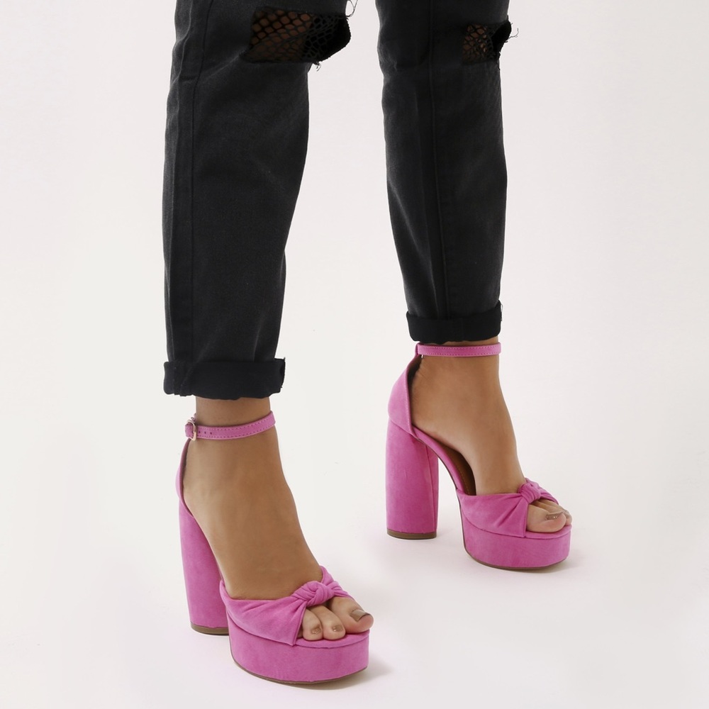 Public Desire Pink Velvet Platforms, size 11